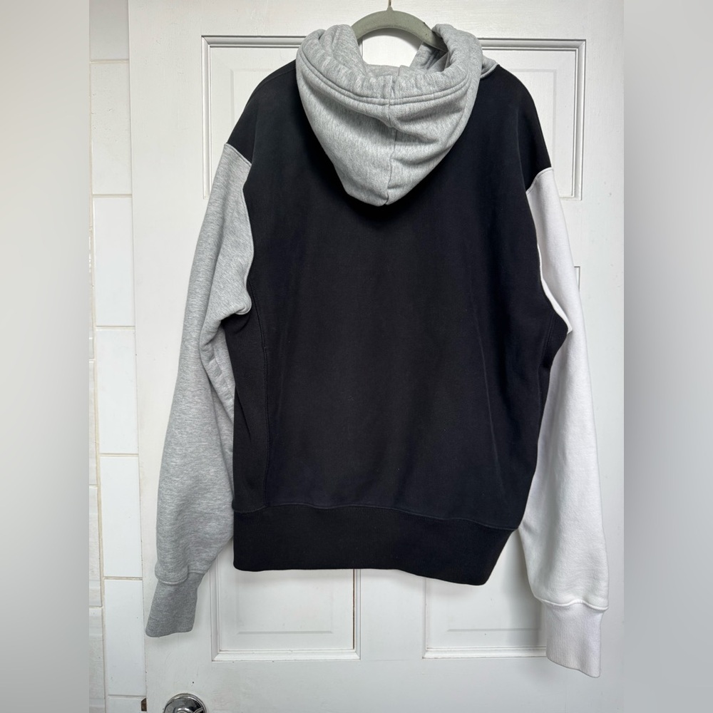 Champion Men's Reverse Weave Colorblock Black, Gray and White Hoodie. - Picture 6 of 12